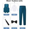 imageWULFUL Boys Suits 5Pieces Formal Slim Fit Tuxedo Suit SetTeen Suits for Wedding Ring Bearer Church OutfitSea Blue