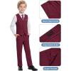 imageWULFUL Boys Suits 5Pieces Formal Slim Fit Tuxedo Suit SetTeen Suits for Wedding Ring Bearer Church OutfitWine Red