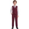 imageWULFUL Boys Suits 5Pieces Formal Slim Fit Tuxedo Suit SetTeen Suits for Wedding Ring Bearer Church OutfitWine Red