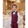 imageWULFUL Boys Suits 5Pieces Formal Slim Fit Tuxedo Suit SetTeen Suits for Wedding Ring Bearer Church OutfitWine Red