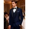 imageWULFUL Mens 3 Piece Suits Slim Fit Tuxedo Suit Set One Button Shawl Lapel Blazer Jacket Vest Pants Set for Prom BusinessNavynotch Lapel