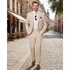 imageWULFUL Mens Slim Fit 2 Piece Suit One Button Solid Blazer Business Party Jacket Vest Pants SetBeige