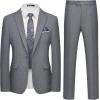 imageWULFUL Mens Slim Fit 2 Piece Suit One Button Solid Blazer Business Party Jacket Vest Pants SetDark Grey