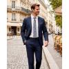 imageWULFUL Mens Slim Fit 2 Piece Suit One Button Solid Blazer Business Party Jacket Vest Pants SetNavy