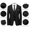 imageWULFUL Mens Slim Fit Suit One Button 3Piece Blazer Dress Business Wedding Party Jacket Vest amp PantBrilliant Black