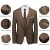 imageWULFUL Mens Slim Fit Suit One Button 3Piece Blazer Dress Business Wedding Party Jacket Vest amp PantBrown