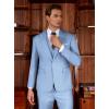 imageWULFUL Mens Slim Fit Suit One Button 3Piece Blazer Dress Business Wedding Party Jacket Vest amp PantLight Blue
