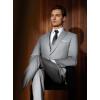 imageWULFUL Mens Slim Fit Suit One Button 3Piece Blazer Dress Business Wedding Party Jacket Vest amp PantLight Grey