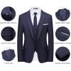 imageWULFUL Mens Slim Fit Suit One Button 3Piece Blazer Dress Business Wedding Party Jacket Vest amp PantNavy Blue055