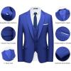 imageWULFUL Mens Slim Fit Suit One Button 3Piece Blazer Dress Business Wedding Party Jacket Vest amp PantRoyal Blue