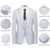 imageWULFUL Mens Slim Fit Suit One Button 3Piece Blazer Dress Business Wedding Party Jacket Vest amp PantWhite0127