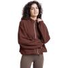 imageWULFUL Womens Full Zip Cropped Sweatshirt Long Sleeve Stand Collar Casual Jacket ShortBrown
