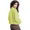 imageWULFUL Womens Full Zip Cropped Sweatshirt Long Sleeve Stand Collar Casual Jacket ShortGreen
