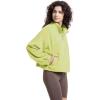 imageWULFUL Womens Full Zip Cropped Sweatshirt Long Sleeve Stand Collar Casual Jacket ShortGreen