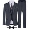 imageWULFUL Boys Formal Suit SetSlim Fit Blazer Dress Shirt Pants with Bow Tie 616 YearsDark Grey