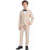 imageWULFUL Boys Slim Fit Formal Suit Set3 Piece Suit with Extra Bow Tie for Boys Teens Wedding Casual Summer OutfitBeige