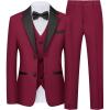 imageWULFUL Boys Suits 5Piece Tuxedo Suit Set Jacket Pants Shirt Vest amp Bow Tie for Kids Wedding Ring Bearer PartyWine Red