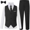 imageWULFUL Boys Suits 5Pieces Formal Slim Fit Tuxedo Suit SetTeen Suits for Wedding Ring Bearer Church OutfitBlack