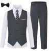imageWULFUL Boys Suits 5Pieces Formal Slim Fit Tuxedo Suit SetTeen Suits for Wedding Ring Bearer Church OutfitDark Grey