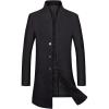 imageWULFUL Men Wool Trench Coat Slim Fit Winter CoatBlack038