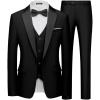 imageWULFUL Mens 3 Piece Suits Slim Fit Tuxedo Suit Set One Button Shawl Lapel Blazer Jacket Vest Pants Set for Prom BusinessBlacknotch Lapel