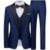 imageWULFUL Mens 3 Piece Suits Slim Fit Tuxedo Suit Set One Button Shawl Lapel Blazer Jacket Vest Pants Set for Prom BusinessNavynotch Lapel