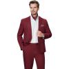 imageWULFUL Mens Slim Fit 2 Piece Suit One Button Solid Blazer Business Party Jacket Vest Pants SetWine Red