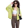 imageWULFUL Womens Full Zip Cropped Sweatshirt Long Sleeve Stand Collar Casual Jacket ShortGreen