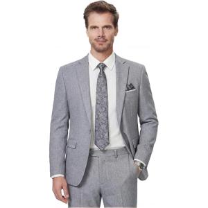 imageWULFUL Mens Slim Fit 2 Piece Suit One Button Solid Blazer Business Party Jacket Vest Pants SetGrey
