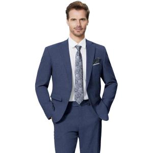 imageWULFUL Mens Slim Fit 2 Piece Suit One Button Solid Blazer Business Party Jacket Vest Pants SetNavy