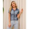 imageWULFUL Womens Short Sleeve Striped Pullover Sweater Cardigan Ribbed Knit Casual V Neck Shirt Tops