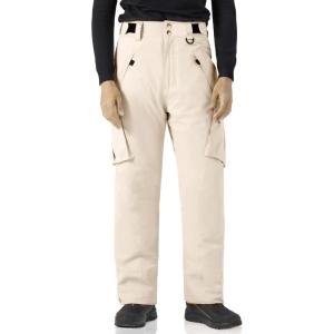 imageWULFUL Mens Waterproof Insulated Ski Snow Pants Winter Snowboarding Cargo Pants with MultiPocketsLight Khaki