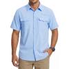 imageWULFUL Mens Sun Protection Fishing Shirts UPF 50 Lightweight Quick Dry Cooling Short Sleeve Shirts for Work Hiking SafariLight Blue