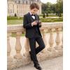 imageWULFUL Boys 5 Pieces Tuxedo Suit Set Kids Suits Shawl Collar Jacket Pant Vest and Bow Tie for Wedding Ring Bearer Party PromBlack