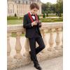 imageWULFUL Boys 5 Pieces Tuxedo Suit Set Kids Suits Shawl Collar Jacket Pant Vest and Bow Tie for Wedding Ring Bearer Party PromBlackred Lapel
