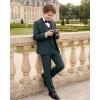 imageWULFUL Boys 5 Pieces Tuxedo Suit Set Kids Suits Shawl Collar Jacket Pant Vest and Bow Tie for Wedding Ring Bearer Party PromDeep Green