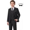 imageWULFUL Boys Formal Suit SetSlim Fit Tuxedo Wedding Suit 616 Years with Adjustable WaistBlack