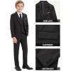 imageWULFUL Boys Formal Suit SetSlim Fit Tuxedo Wedding Suit 616 Years with Adjustable WaistBlack