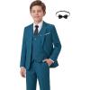 imageWULFUL Boys Formal Suit SetSlim Fit Tuxedo Wedding Suit 616 Years with Adjustable WaistBlue