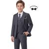 imageWULFUL Boys Formal Suit SetSlim Fit Tuxedo Wedding Suit 616 Years with Adjustable WaistDark Grey