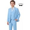 imageWULFUL Boys Formal Suit SetSlim Fit Tuxedo Wedding Suit 616 Years with Adjustable WaistLight Blue