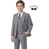 imageWULFUL Boys Formal Suit SetSlim Fit Tuxedo Wedding Suit 616 Years with Adjustable WaistLight Grey