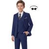 imageWULFUL Boys Formal Suit SetSlim Fit Tuxedo Wedding Suit 616 Years with Adjustable WaistNavy