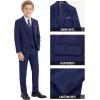 imageWULFUL Boys Formal Suit SetSlim Fit Tuxedo Wedding Suit 616 Years with Adjustable WaistNavy