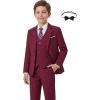 imageWULFUL Boys Formal Suit SetSlim Fit Tuxedo Wedding Suit 616 Years with Adjustable WaistRed