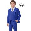 imageWULFUL Boys Formal Suit SetSlim Fit Tuxedo Wedding Suit 616 Years with Adjustable WaistRoyal Blue