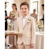 imageWULFUL Boys Slim Fit Suit 3 PiecesJacket Pants ShirtSummer Suit Set for Teens Boys Wedding BeachBeige