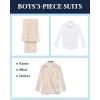 imageWULFUL Boys Slim Fit Suit 3 PiecesJacket Pants ShirtSummer Suit Set for Teens Boys Wedding BeachBeige