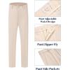 imageWULFUL Boys Slim Fit Suit 3 PiecesJacket Pants ShirtSummer Suit Set for Teens Boys Wedding BeachBeige