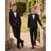 imageWULFUL Boys Slim Fit Suit 3 PiecesJacket Pants ShirtSummer Suit Set for Teens Boys Wedding BeachBlack
